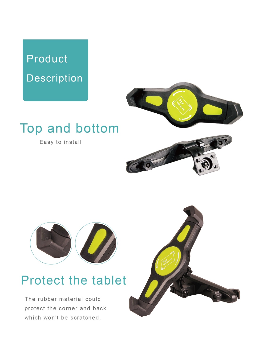 2-in-1 Car Headrest Mount Stand Tablet Holder HPA571