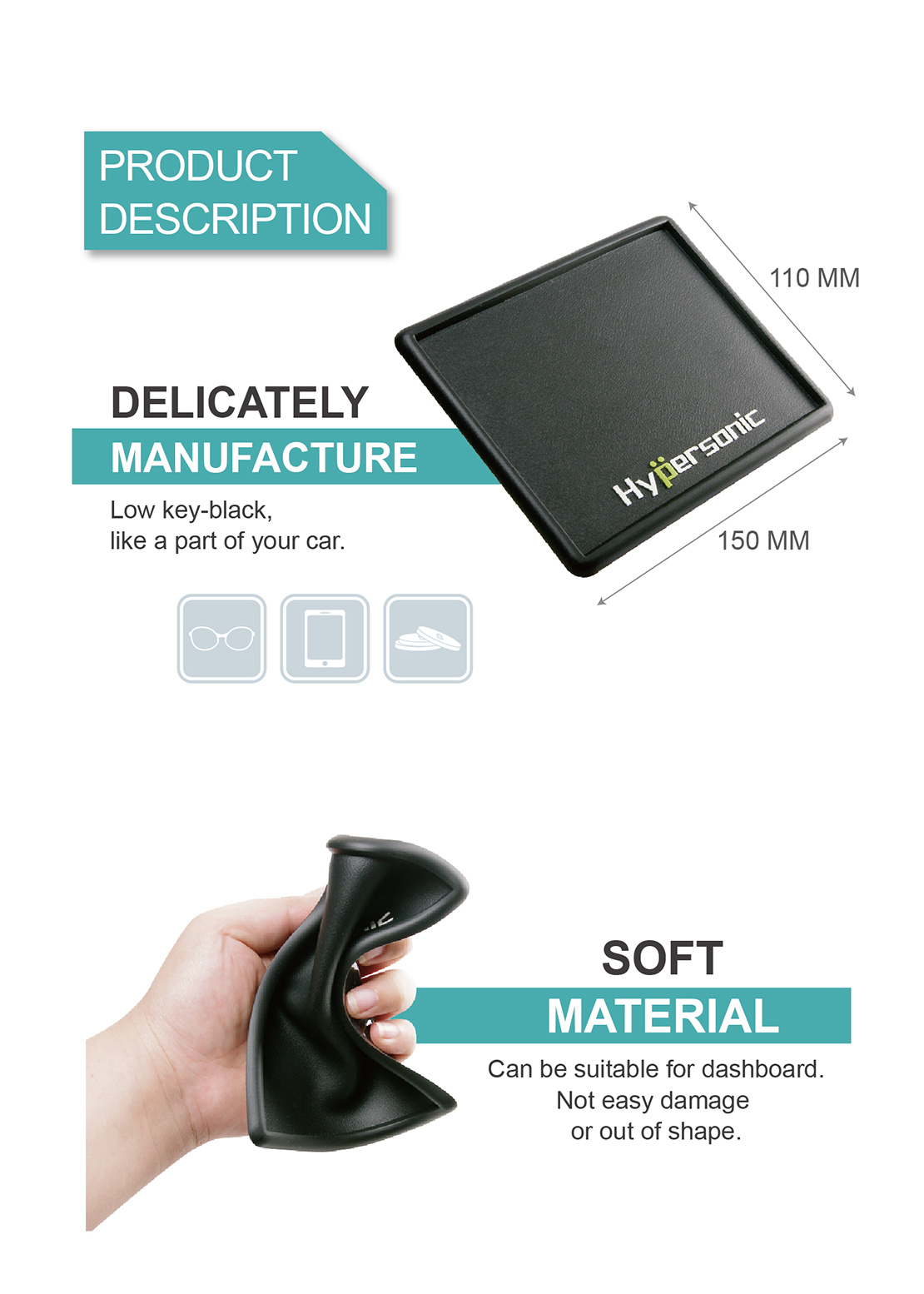 Customized Non-slip Dashboard Sticky Mat HP2721