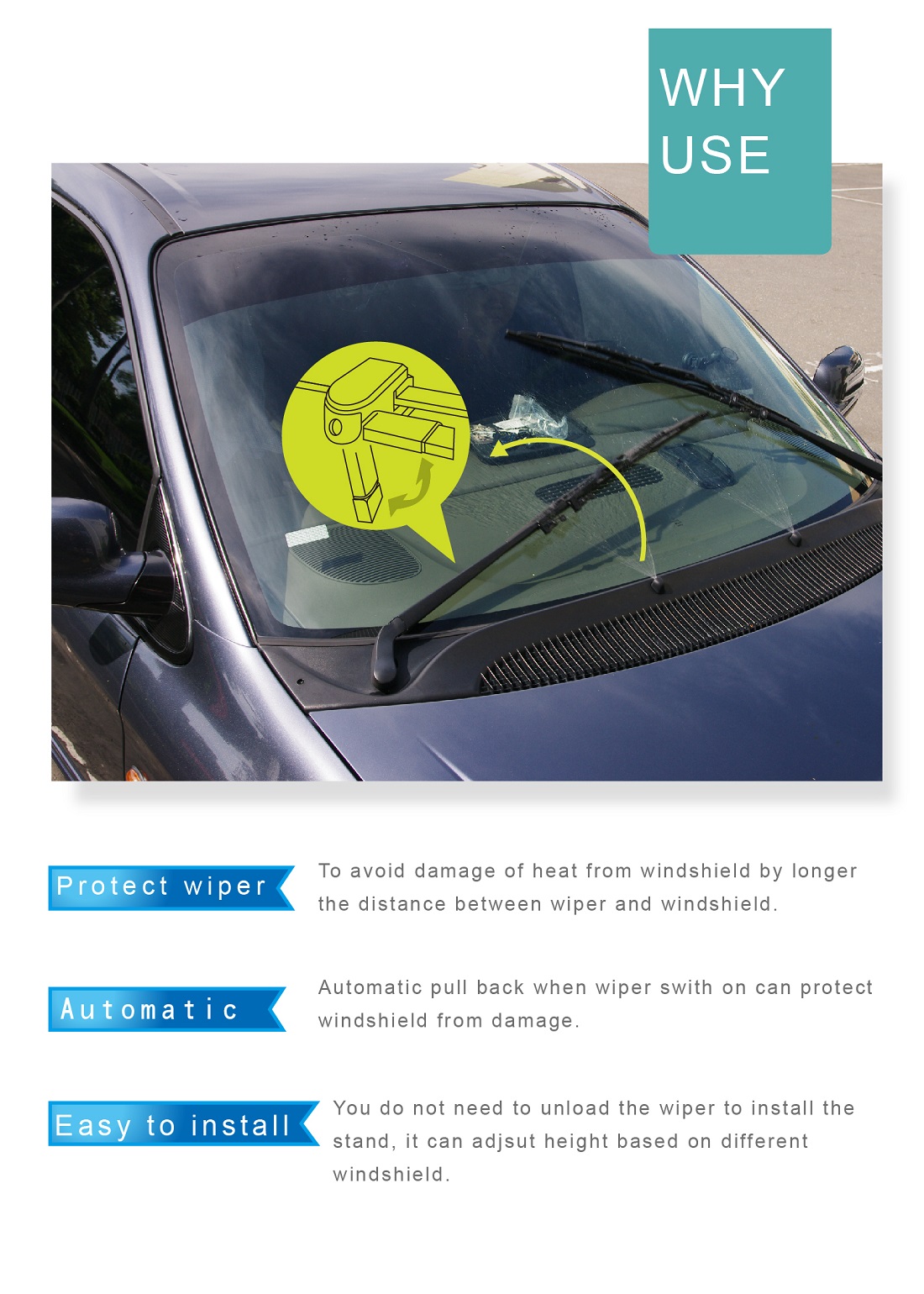 Windshield Wiper Stand Aid Mount for Arm Blade HP6408 (RL)