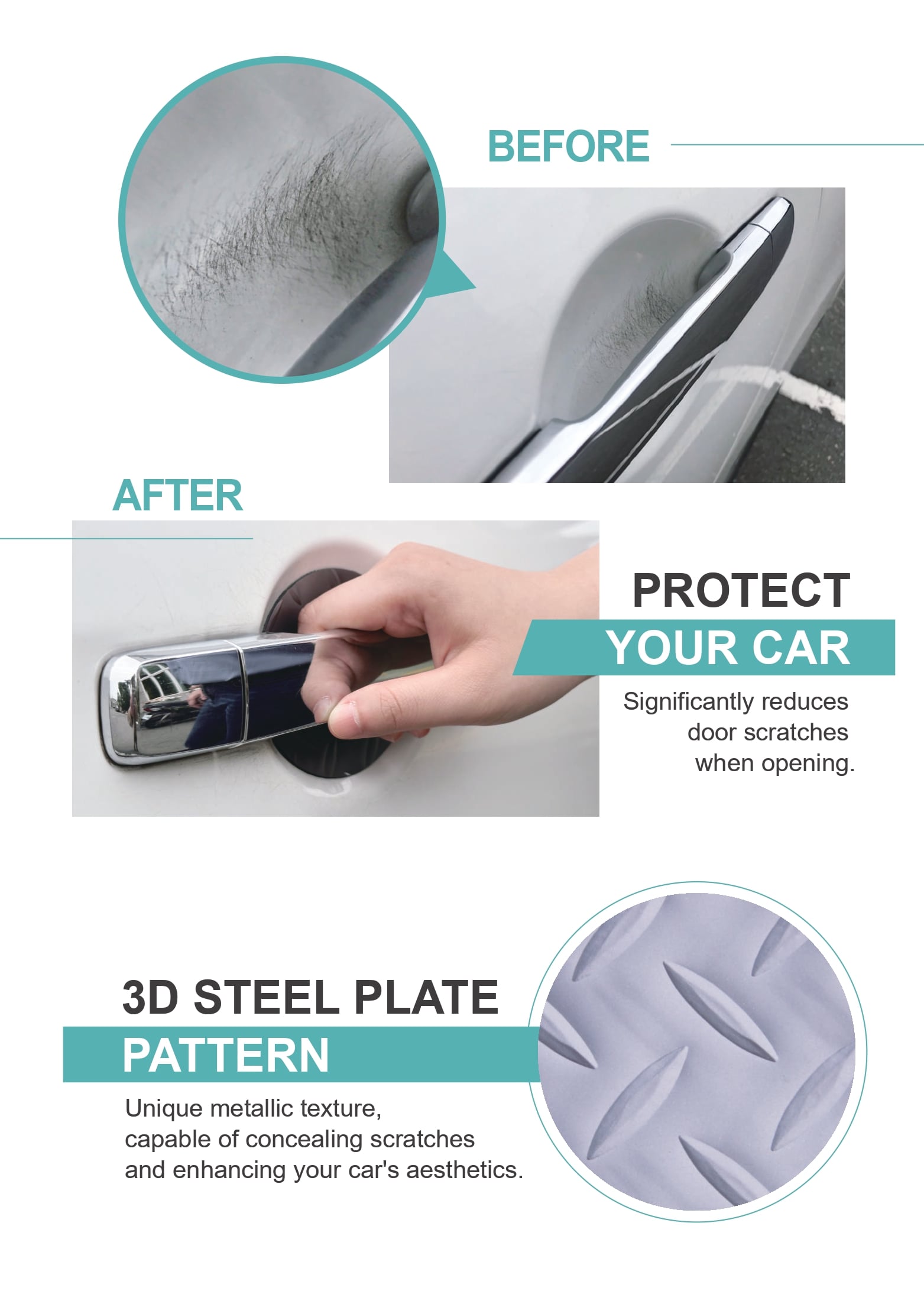 Steel Style Door Handle Protection Pad HPS-1009